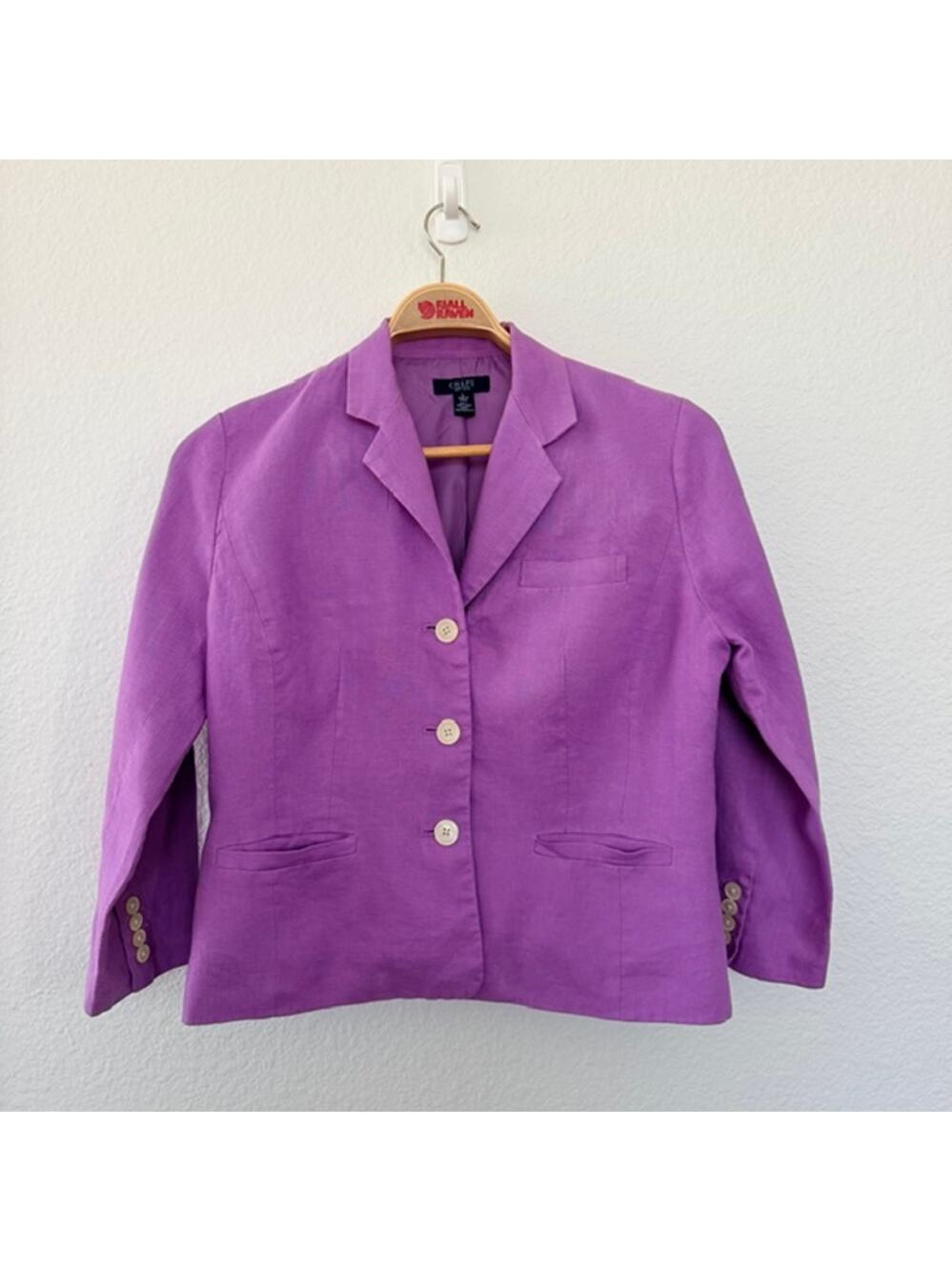 Chaps 100% Linen Blazer Summer Jacket Purple Lined Women's Large